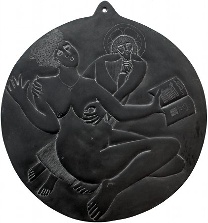 Tom Fitzgerald: Cathleen Ni Houlihan is harassed by Old Irish Saint | Tom Fitzgerald: The Celtic Zoo | Thursday 15 December 2011  – Thursday 23 February 2012 | Bourn Vincent Gallery