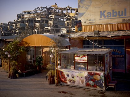Simon Norfolk: Kabul 'Pizza Express' Restaurant behind the Municipal Bus depot, © Simon Norfolk | Burke + Norfolk: photographs from the war in Afghanistan | Friday 20 April  – Saturday 30 June 2012 | Crawford Art Gallery