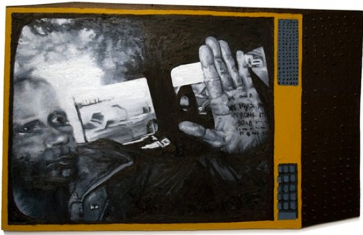 Nevan Lahart: Ch.26: Sub-Commandant Marcos, The Friendly Terrorist (after R. Hamilton), 2002, oil on MDF, 38.5 x 58 cm, collection Irish Museum of Modern Art, Purchase, 2010, Image © the artist.

 | What Do You See When You Look At Me? | Saturday 12 May  – Saturday 2 June 2012 | Burren College of Art