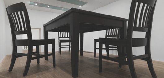 Robert Therrien: No Title (Table and Four Chairs), 2003 / © ARS, NY and DACS, London 2011. ARTIST ROOMS Tate and National Galleries of Scotland. Acquired jointly through The d’Offay Donation with assistance from the National Heritage Memorial Fund and the Art Fund 2008 | Robert Therrien: No Title (Table and Four Chairs) | Friday 20 April  – Sunday 22 July 2012 | Metropolitan Arts Centre (The MAC)