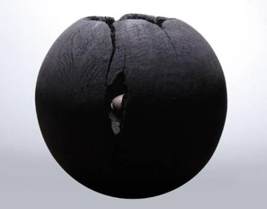 Adam May: Cusp, beech charcoal and steel, 26 cm diameter | Adam May: Scheme of Things | Thursday 4 July  – Saturday 27 July 2013 | Kevin Kavanagh