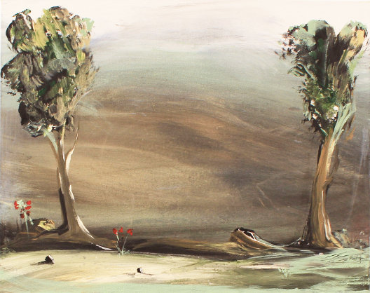 Charlie Whisker: Trees, 2013, oil on canvas, 30 x 40cm | Charlie Whisker: Zoo | Friday 7 June  – Saturday 29 June 2013 | Peppercanister Gallery