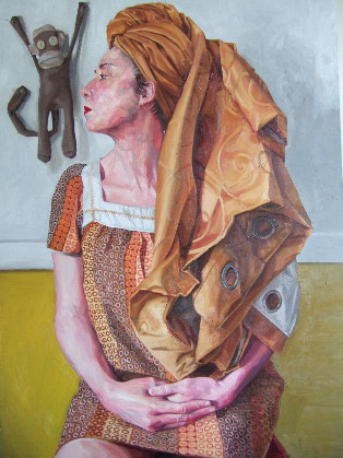 Kieran Crowley: Hang the Curtain and Hold the Monkey, oil on board, 92 x 66cm | Summer Group Show | Friday 21 June  – Saturday 20 July 2013 | Solomon Fine Art