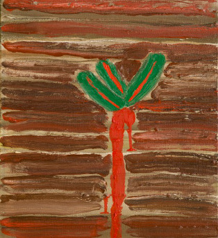 Patrick Hall: Red Tree, oil on canvas, 2013, 30.5 x 28 cm | Patrick Hall: Where there is imagination there is love | Friday 16 August  – Saturday 14 September 2013 | Hillsboro Fine Art