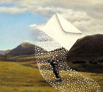 Alex Sadkowsky: Loveletter IV,  2012, oil on canvas, 14.75 x 16.5 cm | Alex Sadkowsky: 103 Small Paintings, One Big Thought | Friday 8 November  – Saturday 30 November 2013 | Taylor Galleries