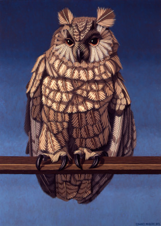 Edward McGuire: Owl, 1973, oil on canvas, 86.36 x 60.96 cm , Collection Irish Museum of Modern Art, Heritage Gift, P.J. Carroll & Co. Ltd. Art Collection, 2005 | 474: document | work | space | Friday 28 March  – Thursday 3 April 2014 | The Drawing Project