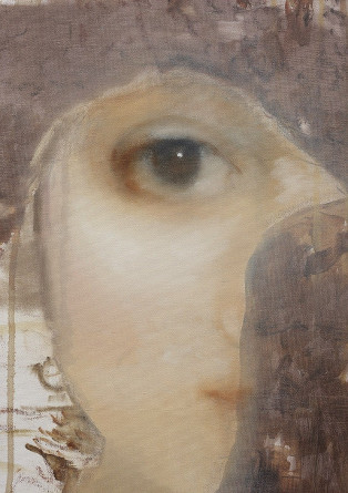 Margaret Corcoran: The Seeing (detail), 2014, oil on linen, 320cm X 213cm | Margaret Corcoran: Return to Cythera | Friday 25 April  – Saturday 7 June 2014 | Solstice Arts Centre