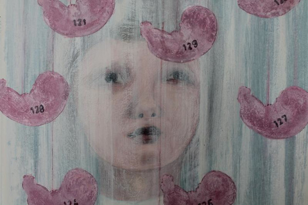 Carmel Benson: Numbered (detail), acrylic on board, 30 x 30 cm | Carmel Benson: How to be a Child? | Tuesday 8 July  – Sunday 7 September 2014 | Mermaid Arts Centre