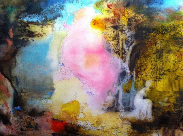 Margaret Corcoran: Return to Cythera, oil on canvas, 80.5 x 168 cm, 2014 | Margaret Corcoran: The Abundance | Friday 5 September  – Saturday 4 October 2014 | Kevin Kavanagh