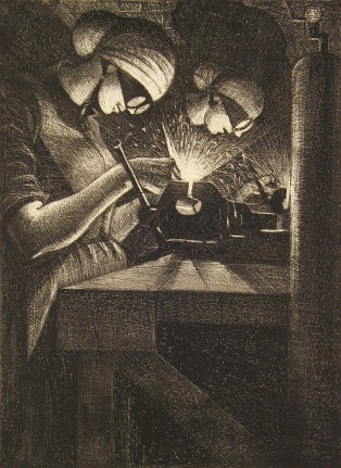 Christopher Richard Wynne Nevinson: Acetylene welder | Efforts and Ideals: Prints of the First World War | Wednesday 24 September 2014  – Sunday 24 May 2015 | Hugh Lane Gallery