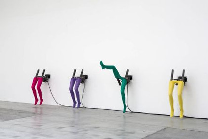 Jonathan Monk: All the Possible Combinations of Eight Legs Kicking (One at a Time) I, 2012-13, steel, engine, control unit, cables, fibreglass legs, tights. Dimensions variable. Image courtesy of the artist and Galleri Nicolai Wallner, Copenhagen. © Jonathan Monk.

 | Jonathan Monk | Thursday 4 September  – Sunday 12 October 2014 | IMMA
