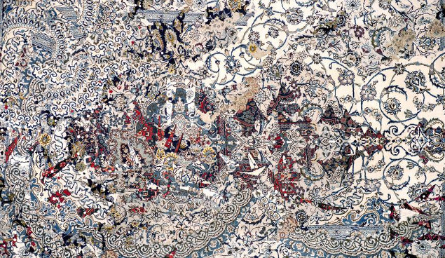 Eoin Mc Hugh: what we know in what we see, 2014, wool, silk and mixed media, 248 x 355 cm / 97.6 x 139.8 in   | Eoin Mc Hugh: the skies will be friendlier then | Friday 14 November 2014  – Saturday 24 January 2015 | Kerlin Gallery