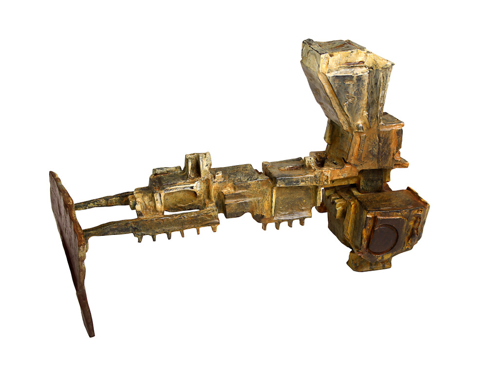 Tim Morris: Bulldozer, 2015, cast bronze and paint, 51 x 30.5 x 23 cm / 20 x 12 x 9 inches | Tim Morris: War | Friday 20 March  – Saturday 11 April 2015 | Taylor Galleries