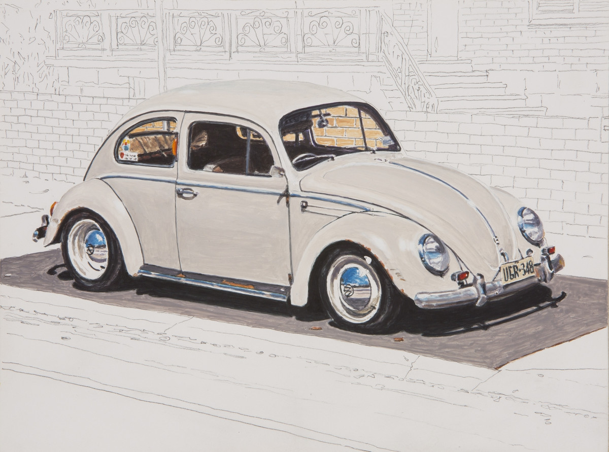 John Doherty, Beetle II, 2014, acrylic and pencil on gesso board, 23.5 x 17.5 cm | John Doherty: Contours | Friday 17 April  – Saturday 9 May 2015 | Taylor Galleries