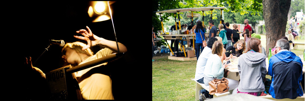 Bottom left: Dorit Chrysler by Miriam Daalsgard; bottom right: Concrete Tiki, Tuomey, Williams & Watt, 2014 by Fiona Morgan | Summer Rising | Thursday 4 June  – Sunday 14 June 2015 | IMMA