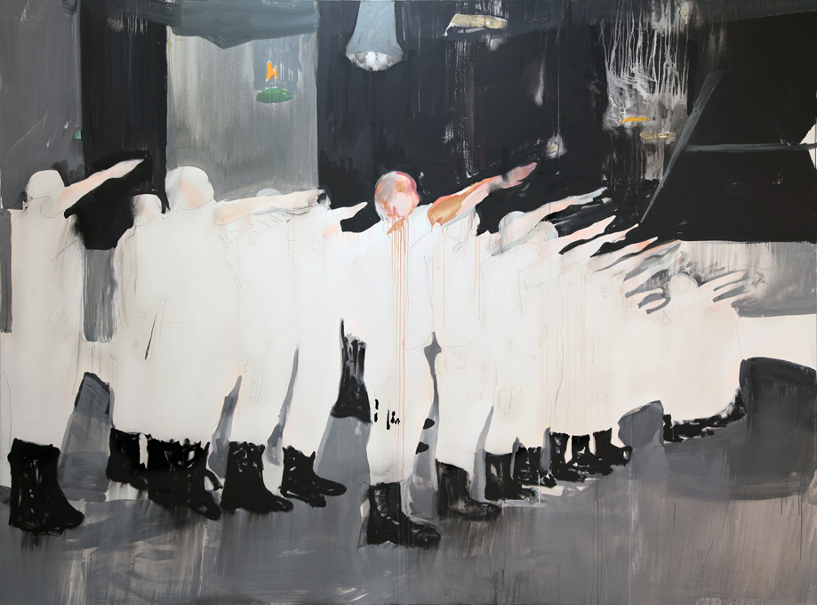 Brian Maguire: Police Graduation, 2012, acrylic on linen, 300 x 400cm; courtesy Fergus McCaffrey Gallery, New York | Brian Maguire: J’ACCUSE |   Saturday 6 February 2016 | VOID