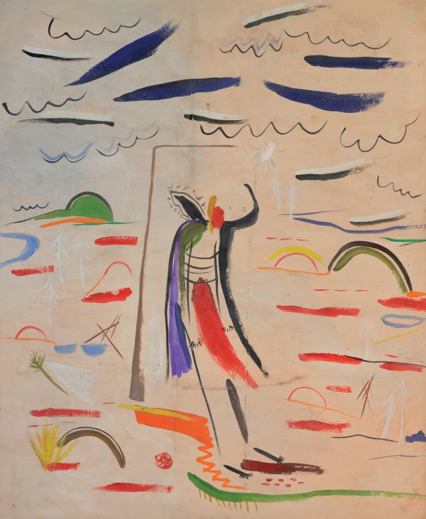 Maimie Campbell: The Death of Cúchulainn, 1929, tempera on board, 67 x 55 cm | So Through The Singing Land He Passed | Friday 25 March  – Saturday 11 June 2016 | The LAB