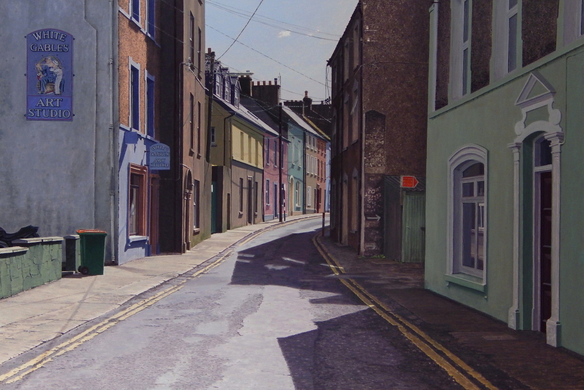John Doherty: The Curved Street (Stronad Street, Youghal), acrylic on canvas, 81 x 122 cm | John Doherty: Legacy | Friday 29 April  – Saturday 21 May 2016 | Taylor Galleries