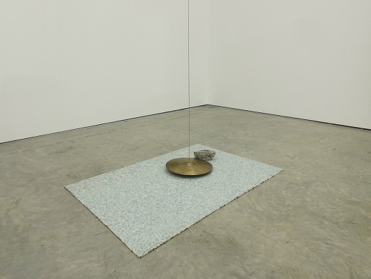 David Beattie: The Impossibility of an Island, 2016, Cymbal, steel wire, concrete, carpet underlay, motor, Dimensions variable, Collection Irish Museum of Modern Art, Purchase, Hennessy Art Fund for IMMA Collection, 2016; image courtesy the artist | The Hennessy Art Fund for IMMA Collection | Friday 15 July 2016  – Sunday 26 February 2017 | IMMA