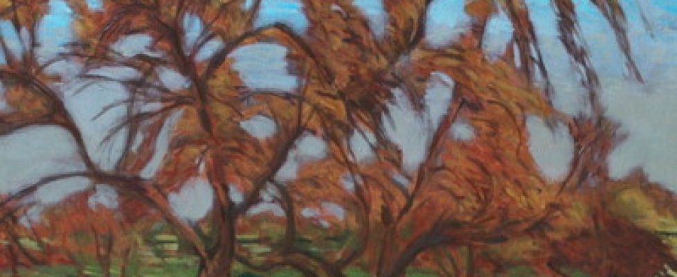 Brian Bourke, Apfelbaeume I, 2016, oil on canvas, 91.5 x 94 cm sq