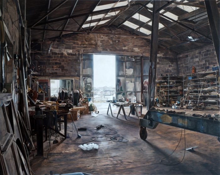 Kevin Cosgrove: Lakeside, 160 x 200cm, oil on linen, 2016; courtesy the artist and mother's tankstation | Kevin Cosgrove: A Peening Sound | Sunday 30 October  – Sunday 18 December 2016 | Butler Gallery