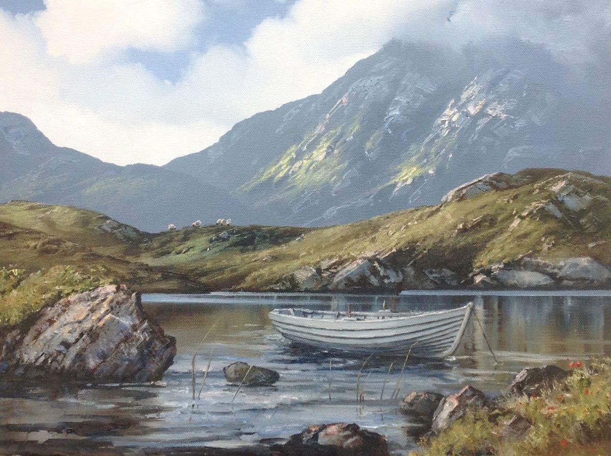 Eileen Meagher: Lake Boat near Ballinahinch | Gormley’s Christmas Exhibition | Thursday 1 December  – Saturday 31 December 2016 | Gormleys Fine Art, Dublin