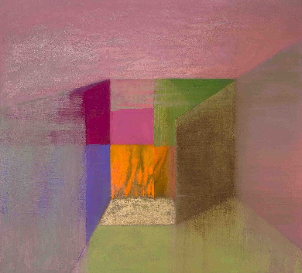 Tom Climent: Heart Box, oil & plaster on canvas, 183 x 164 cm | Winter Group Exhibition 2016 | Friday 25 November 2016  – Saturday 28 January 2017 | Solomon Fine Art