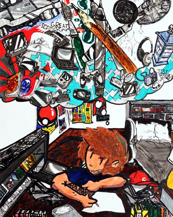 Charlie Shaw: All of Me, acrylic and marker on board, 2016 | Lions Club Annual Open 2017 | Saturday 21 January  – Saturday 18 February 2017 | Wexford Arts Centre