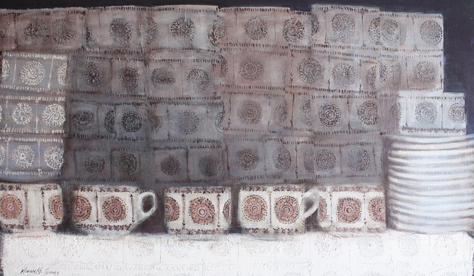 Miriam McConnon: 'Domestic landscape III', oil on canvas, 45 x 75cm | Miriam McConnon and Eoin Mac Lochlainn: Silent Stories | Saturday 11 March  – Friday 7 April 2017 | The Belltable