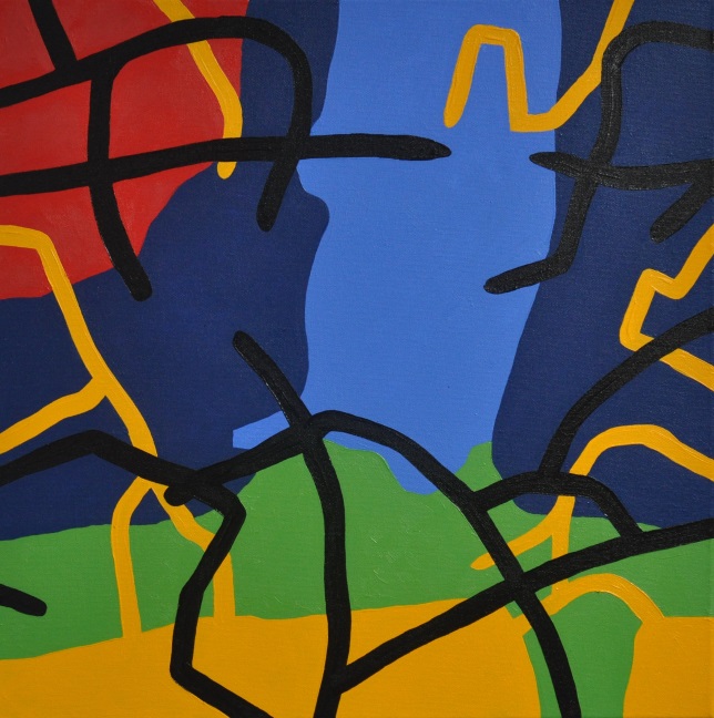 Samuel Walsh:  Ver XII, 2013, acrylic/oil on canvas, 50 x 50cm | Richard Gorman & Samuel Walsh: BUZZ & HUM | Thursday 9 February  – Sunday 16 April 2017 | Limerick City Gallery