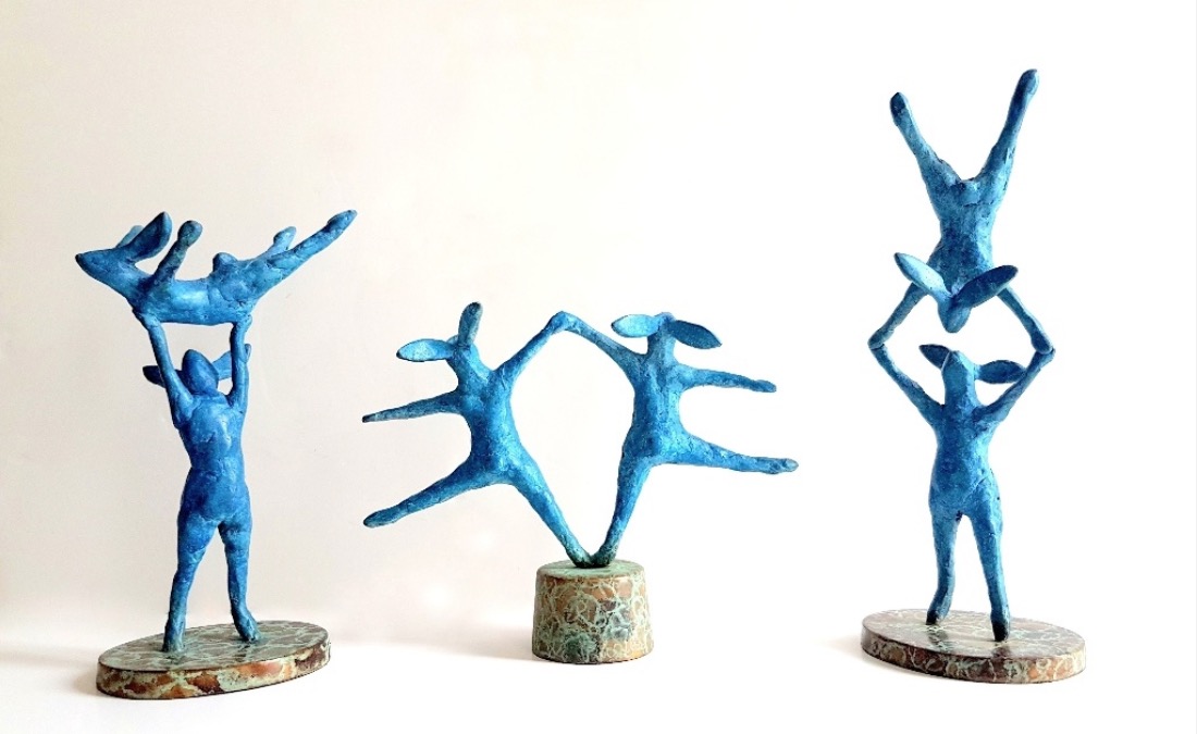 Stephanie Hess: Acrobats I II + III, bronze, unique (from a series), varied dimensions | Easter Group Show | Friday 31 March  – Wednesday 19 April 2017 | Solomon Fine Art