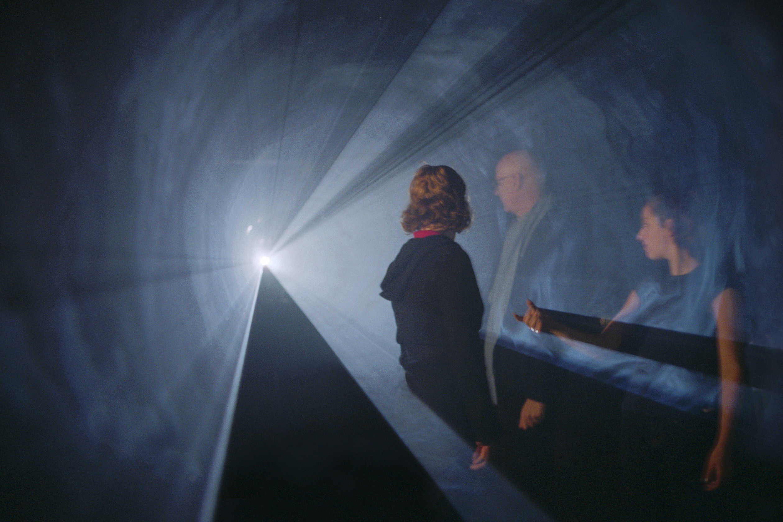 Anthony McCall: Line Describing a Cone (1973), at the twenty-fourth minute. Installation view, Into the Light: The Projected Image in American Art 1964-1977, Whitney Museum of American Art, 2001. Photograph by Hank Graber. | Anthony McCall / Massimo Bartolini | Sunday 2 April  – Sunday 28 May 2017 | Lismore Castle Arts