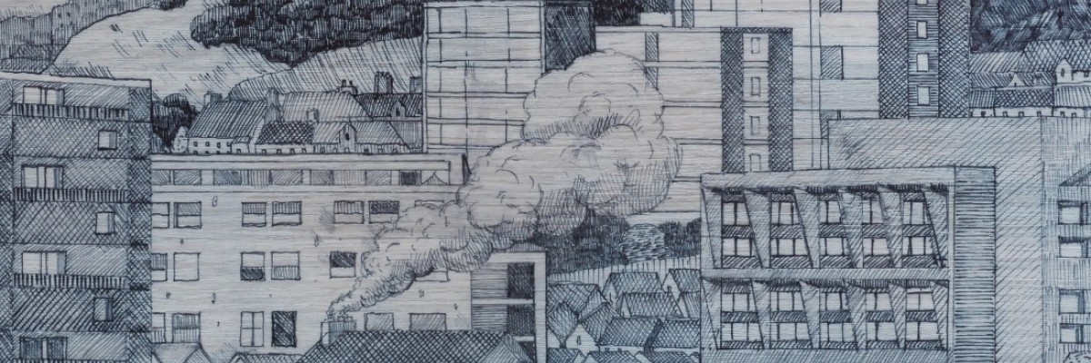 Stephen Brandes: Parc du Souvenir (detail), permanent ink and acrylic on vinyl,2016 (Photograph: Roland Paschhoff) | Stephen Brandes: Parc du Souvenir | Sunday 9 April  – Sunday 21 May 2017 | SIRIUS