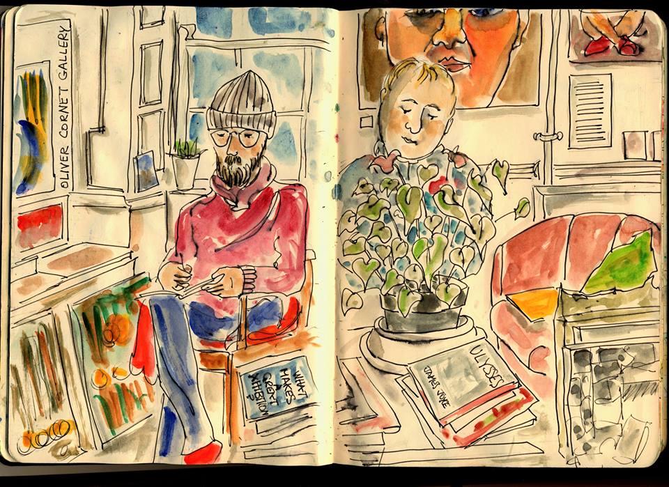 from Alice Campbell's sketchbook | There’s a touch of the artist about old Bloom | Friday 16 June  – Sunday 2 July 2017 | Olivier Cornet Gallery