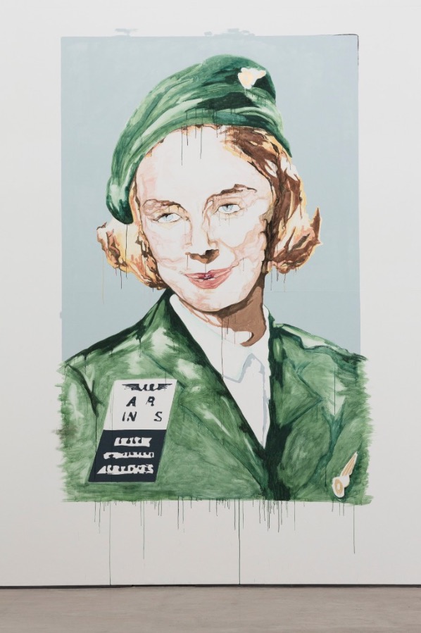 Niamh McCann: Kavalier and Clay (2015) [ detail : one half of wall painting ] Watercolour paint, acrylic paint, pencil, charcoal, gold leaf, dimensions variable, according to site | Painting NOW | Thursday 25 May  – Saturday 22 July 2017 | Green On Red Gallery