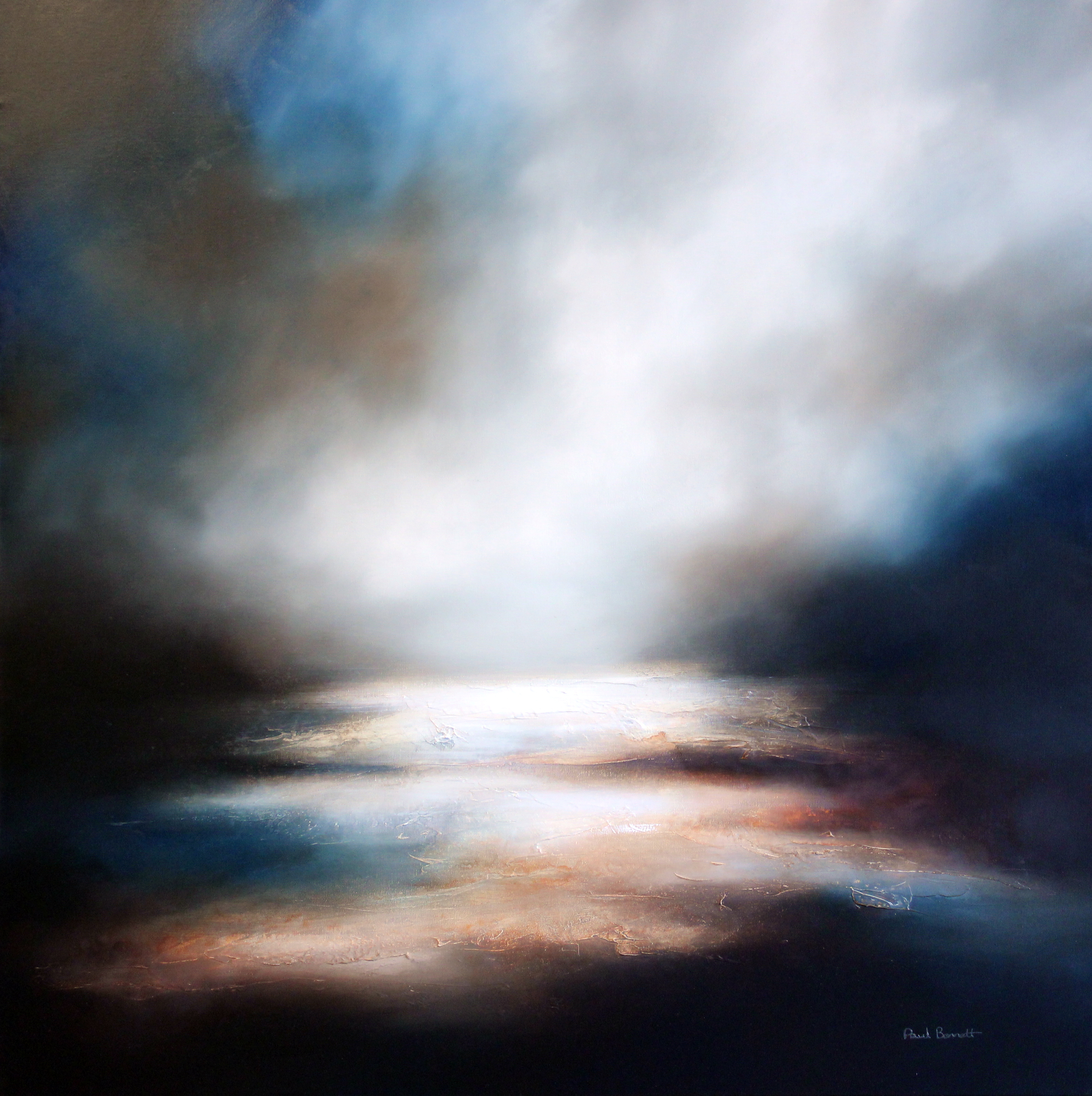 Paul Bennett: The Valley of Dawn, 99 x 99cm, oil on canvas | Stellar Depth | Saturday 17 June  – Wednesday 30 August 2017 | Gormleys Fine Art, Dublin