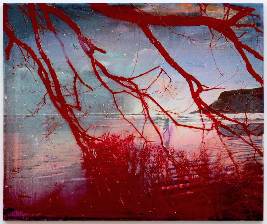 Elizabeth Magill: Red Bay, 2016, oil and silkscreen on canvas, 153 × 183 cm | Elizabeth Magill: Headland | Saturday 9 September  – Sunday 22 October 2017 | Limerick City Gallery