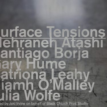 Surface Tensions |  The Library Project 
4 Temple Bar Dublin 2 | Friday 8 September to Saturday 23 September 2017 | to 