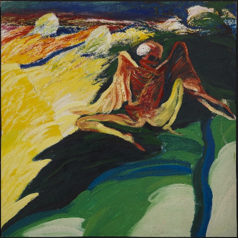 William Crozier, Winged Figure, 1970 - 75. Oil on canvas, 172 x 172 cms. William Crozier Estate | William Crozier: The Edge of the Landscape | Friday 13 October 2017  – Sunday 8 April 2018 | IMMA