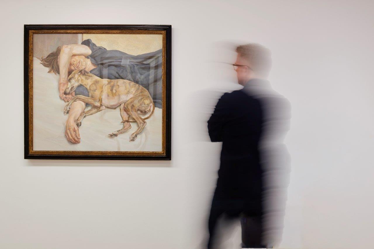 Installation view of Double Portrait, 1985-86 (oil on canvas), Freud, Lucian (1922- 2011) / Collection IMMA / On Loan, Private Collection / © The Lucian Freud Archive / Bridgeman Images. Installation view IMMA Collection: Freud Project 2016-2021. Photo: Ros Kavanagh. | IMMA Collection Freud Project, 2016 – 2021: Free Entry | Tuesday 24 October 2017  – Sunday 8 August 2021 | IMMA