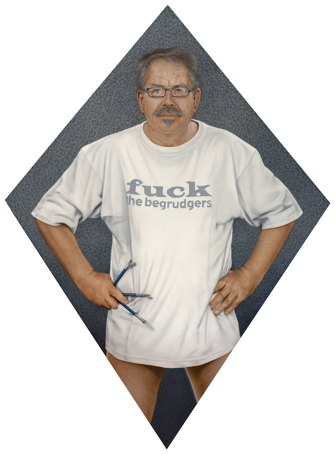 Robert Ballagh: The Illustrator, oil on canvas, 118 x 83 cm | Ballagh & Ballagh: Outside / Inside | Friday 10 November  – Saturday 9 December 2017 | Hillsboro Fine Art