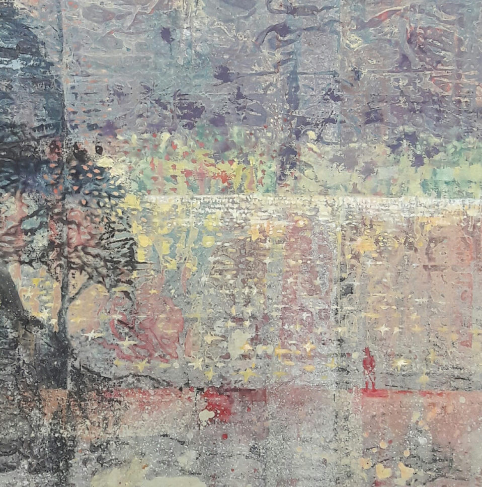 Selena Mowat: Crystal morning sunshine (detail), oil and mixed media on canvas, 150 x 200cm | Selena Mowat: On The Natural | Friday 22 December 2017  – Saturday 27 January 2018 | Regional Cultural Centre