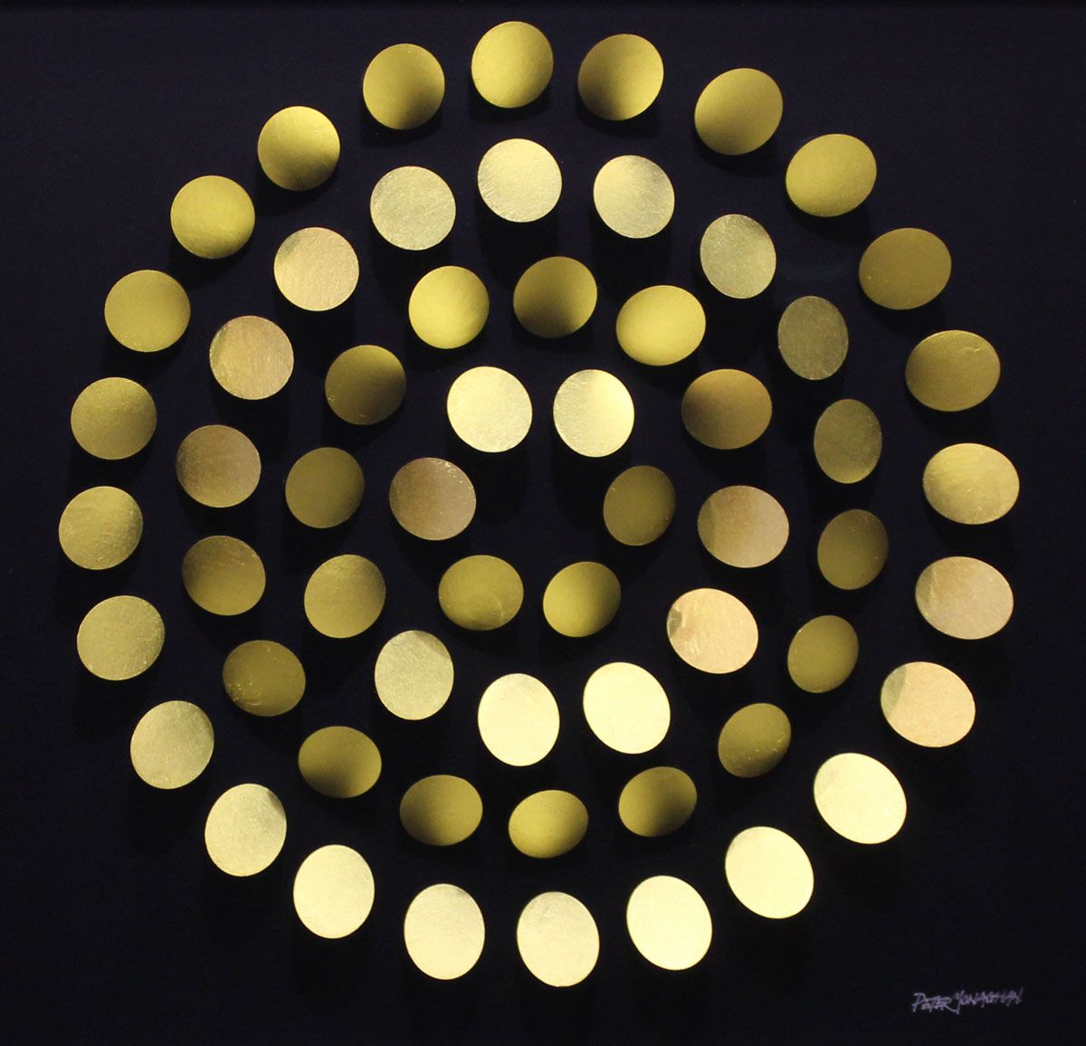 Peter Monaghan: Golden Rotation I, 2017, 43 x 43cms, mixed media | Gormleys Dublin Christmas Exhibition | Saturday 25 November 2017  – Saturday 6 January 2018 | Gormleys Fine Art, Dublin