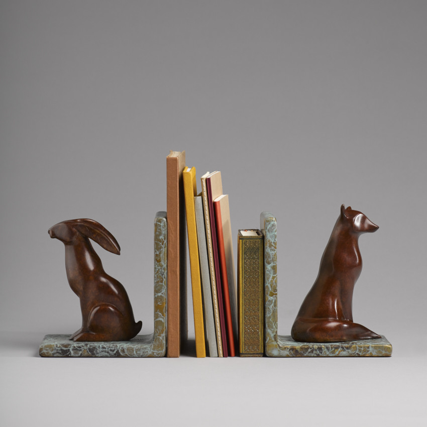 Stephanie Hess: Book Ends, bronze, 16 x 15 x 10cm (each), edition of 9 | Stephanie Hess: Menagerie | Friday 2 February  – Saturday 3 March 2018 | Solomon Fine Art
