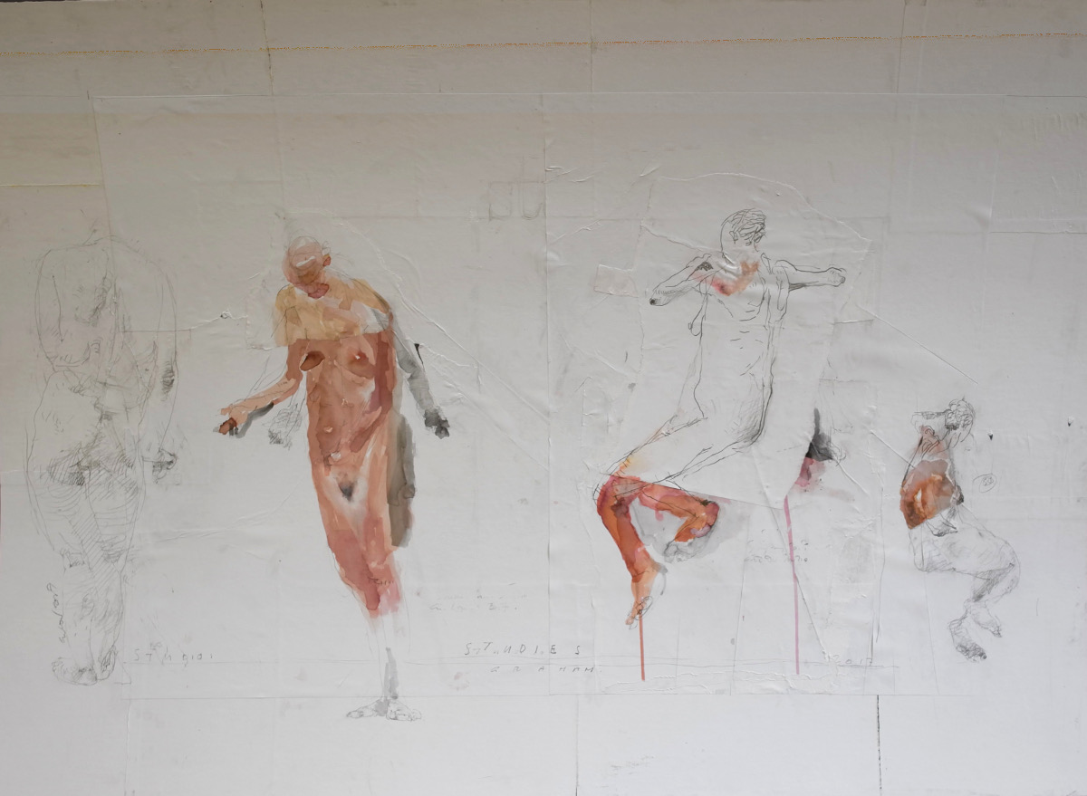 Patrick Graham: Studies, 2017, mixed media, 81 x 112 cm | Basil Blackshaw / Patrick Graham / Michael Warren | Friday 23 February  – Friday 27 April 2018 | Hillsboro Fine Art