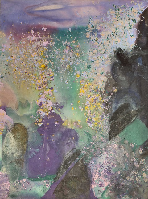 Frank Bowling, Moby Dick, 1981. Acrylic on canvas 250.5 x 189 cm 98 5/8 x 74 3/8 in. Courtesy of Frank Bowling and Hales London, New York © VG Bild-Kunst, Bonn 2017 | Frank Bowling: Mappa Mundi | Saturday 24 March  – Sunday 8 July 2018 | IMMA