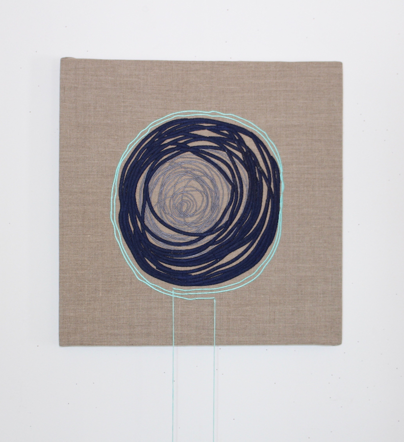 About Time, Brendan Earley, 2018. Embroidery on linen, 45x45cm | Brendan Earley: Present Perfect | Friday 4 May  – Sunday 1 July 2018 | SIRIUS
