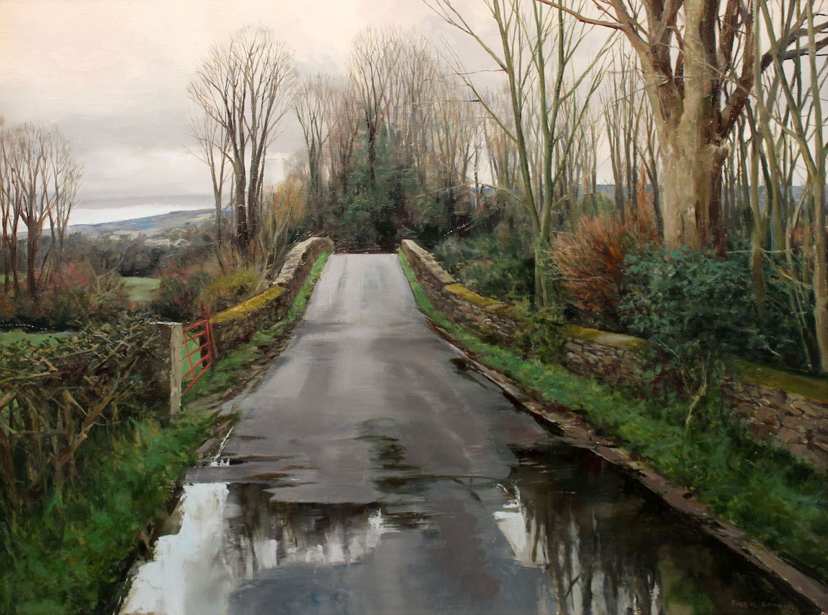 Eugene Conway: Reflections in Spring, oil on linen, 61 x 48cm | Eugene Conway: Road to Home | Sunday 10 June  – Monday 25 June 2018 | Gormleys Fine Art, Dublin