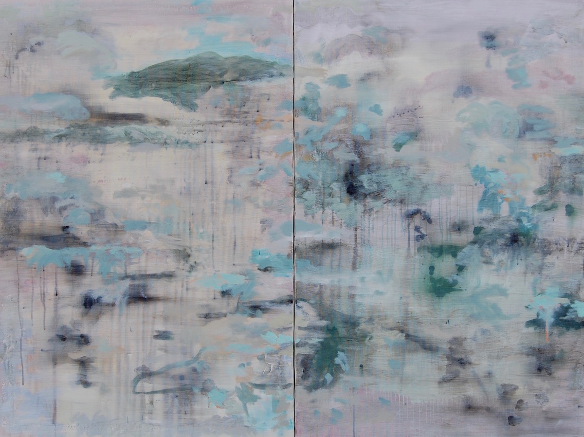 Micky Donnelly, The Near and The Far No.1, 2018, acrylic + oil on canvas, 91 x 122 cm | Micky Donnelly: The Near and the Far | Friday 8 June  – Saturday 30 June 2018 | Taylor Galleries