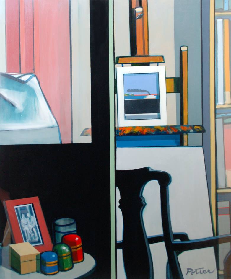 George Potter, Studio (Park Lane), 2015, oil on canvas, 100 x 80 cm | George Potter: Selected Works | Friday 6 July  – Saturday 28 July 2018 | Taylor Galleries